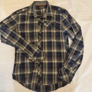 J.C. RAGS Men's Plaid Button Up Long Sleeve Shirt Size M Blue Check
